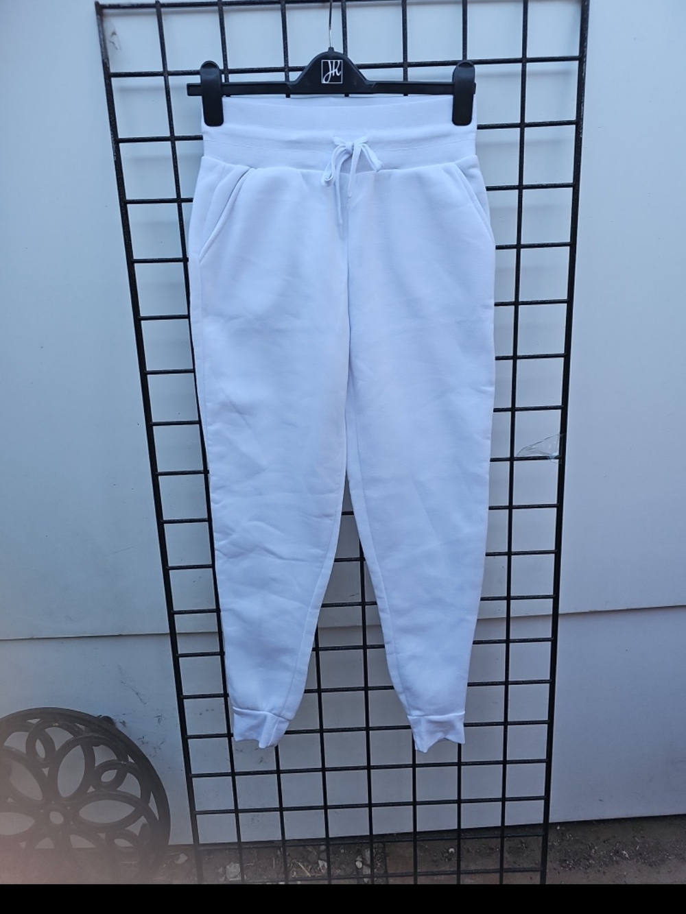White Women's Jogger Sweatpants with Drawstring Waist
